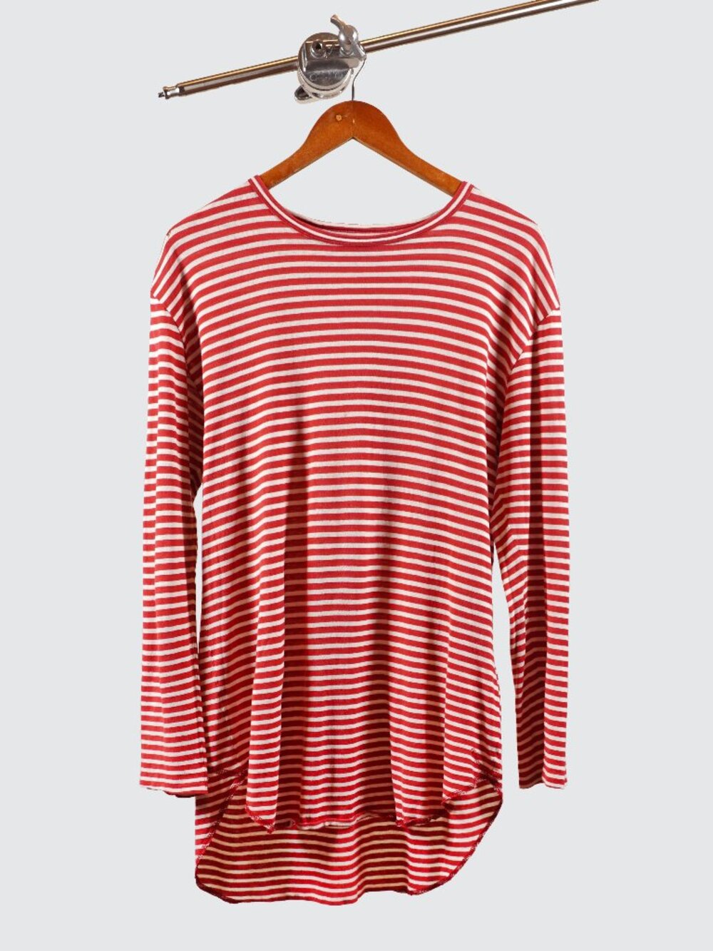 UNUSED Japan Red White Striped Oversized Long Sleeve Tee